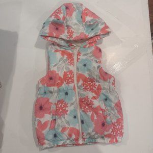 Gymboree Floral Hooded Vest - Pink, Blue, Gray